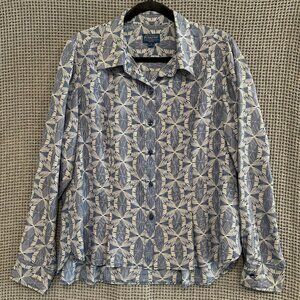 Pendleton silk blouse, Excellent condition, blue pattern, Womens Size 16